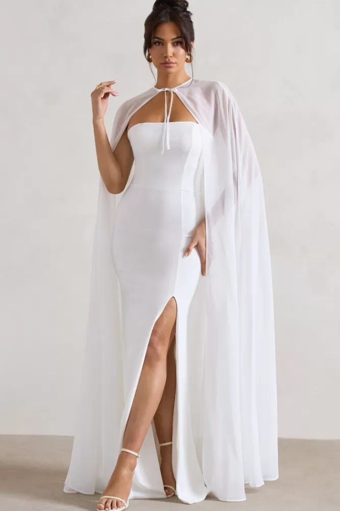 Club L London Mythical | Chiffon Floor-Length Cape WHITE Fashion