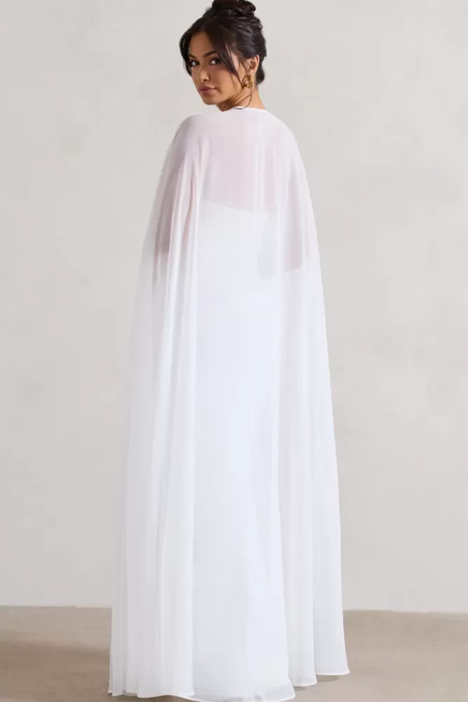 Club L London Mythical | Chiffon Floor-Length Cape WHITE Fashion