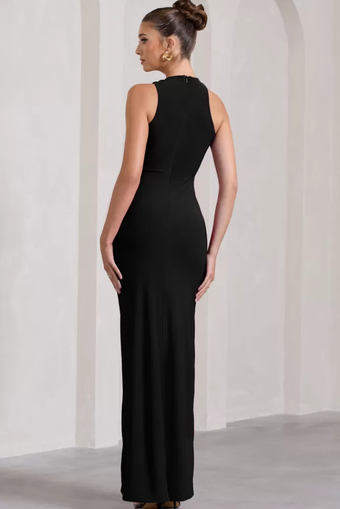 Club L London Nalani | Sleeveless Cut-Out Split Maxi Dress BLACK Online