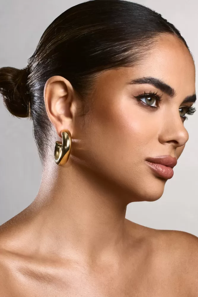 Club L London Nancy | Chunky Hoop Earrings GOLD Flash Sale