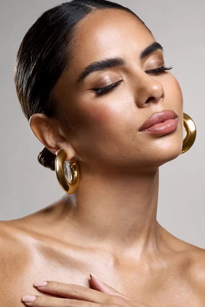 Club L London Natalya | Chunky Hoop Earrings GOLD Shop