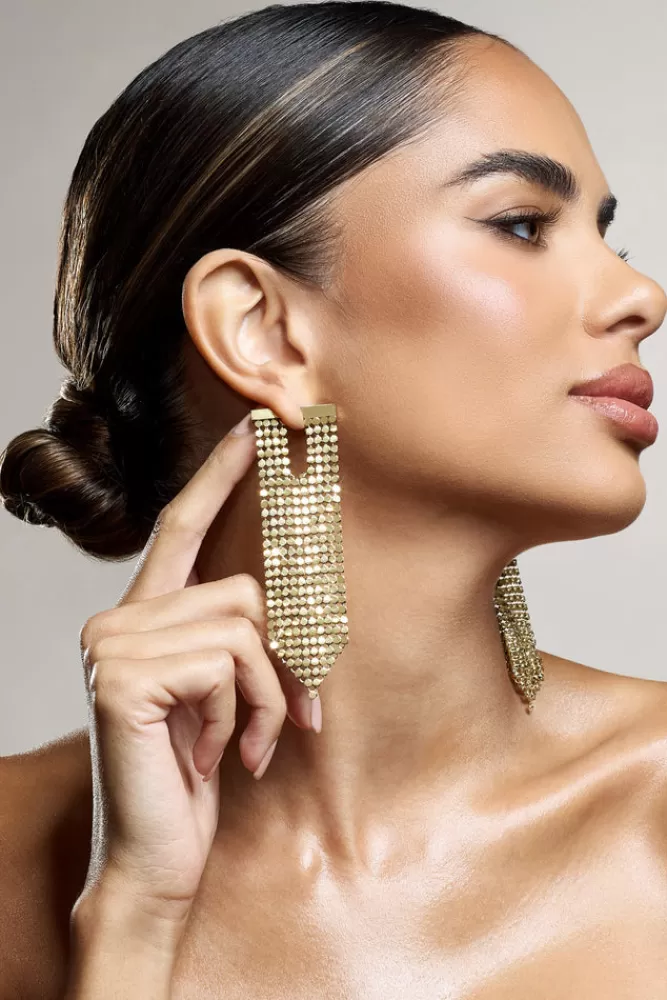 Club L London Navette | Chainmail Earrings GOLD Sale