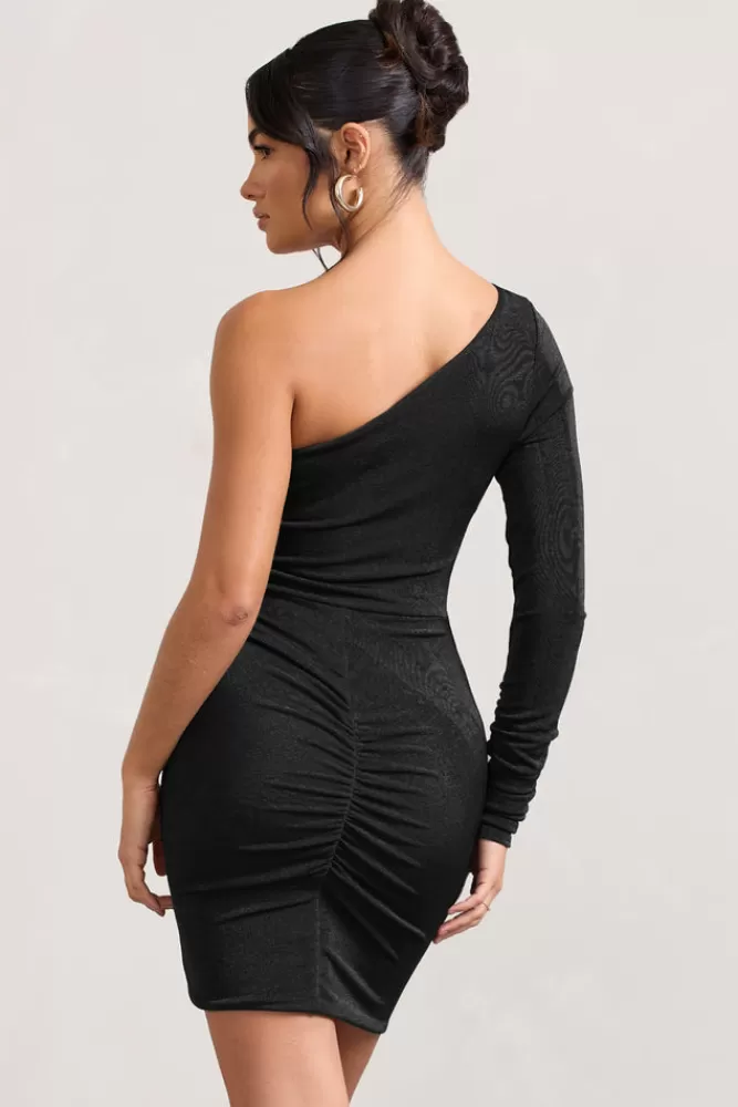 Club L London Now Strut | Asymmetric Twisted Bodycon Mini Dress BLACK Sale