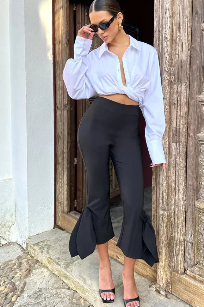 Club L London On Stage | Cropped Capri Pants With Knot Detail BLACK Best Sale
