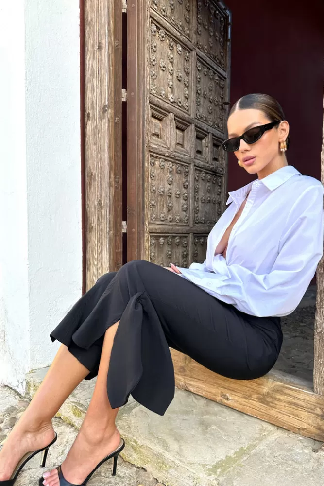 Club L London On Stage | Cropped Capri Pants With Knot Detail BLACK Best Sale