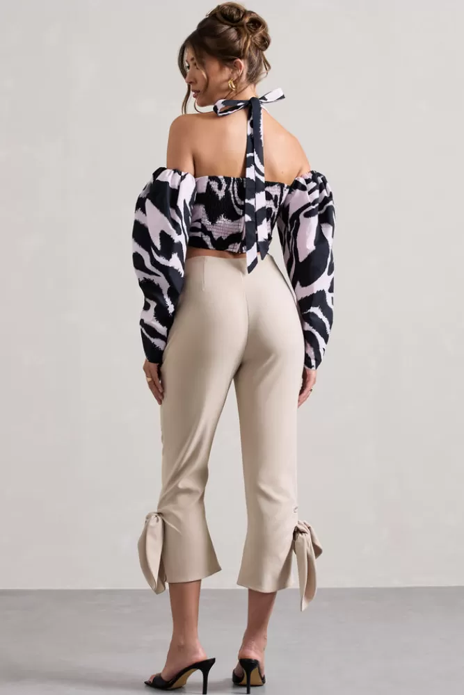 Club L London On Stage | Cropped Capri Pants With Knot Detail CHAMPAGNE New