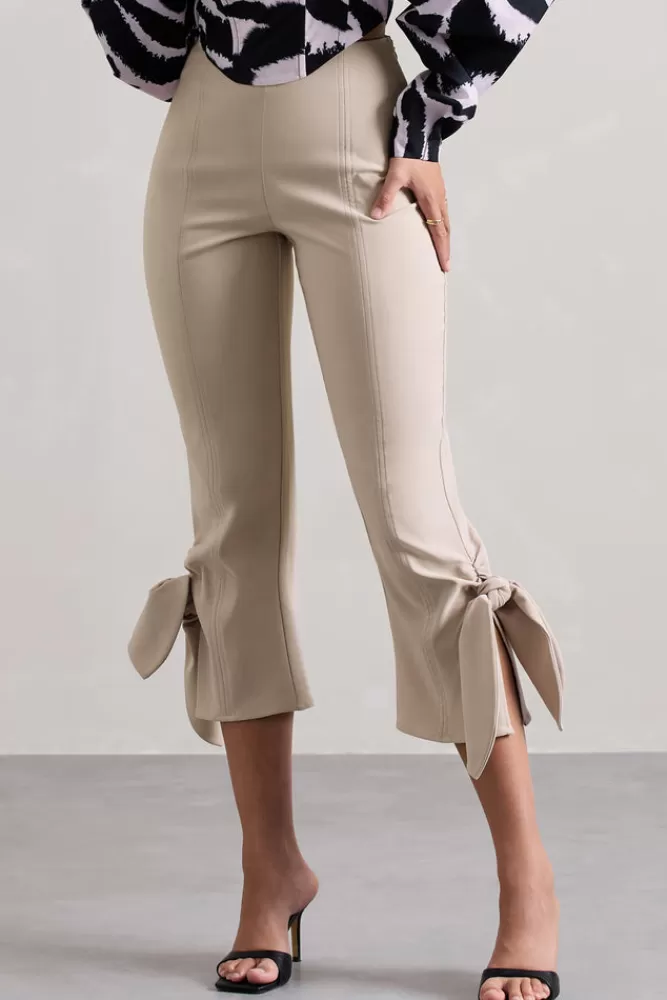 Club L London On Stage | Cropped Capri Pants With Knot Detail CHAMPAGNE New