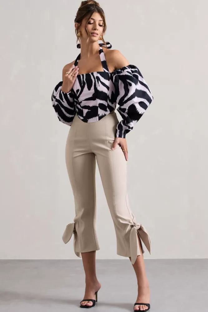 Club L London On Stage | Cropped Capri Pants With Knot Detail CHAMPAGNE New