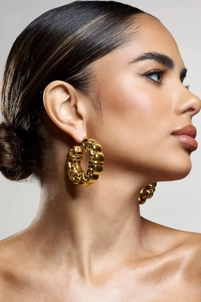 Club L London Orli | Chunky Chain Hoop Earrings GOLD Outlet