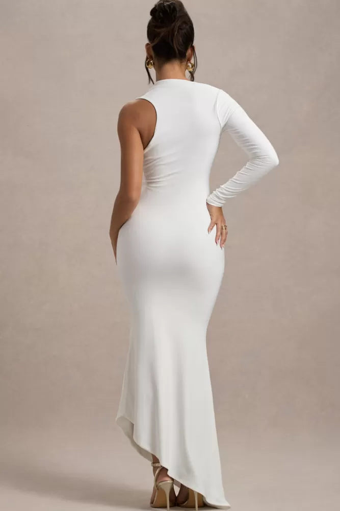 Club L London Orsa | One-Shoulder Asymmetric Maxi Dress WHITE Best Sale