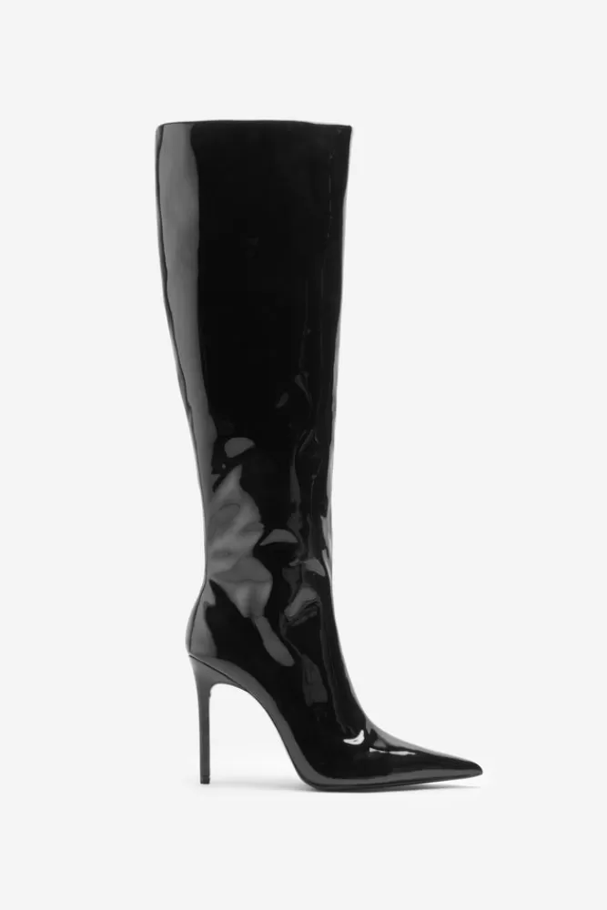 Club L London Over It | Fitted Over-Knee Pointed Heeled Boots BLACK New