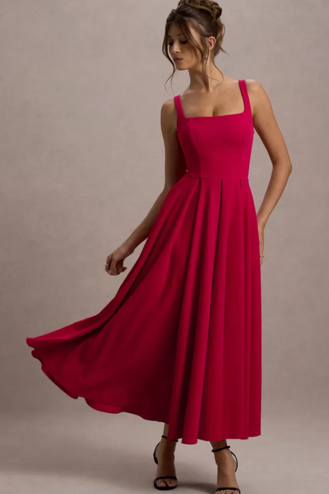 Club L London Parina | Strappy Volume-Hem Maxi Dress RED Online