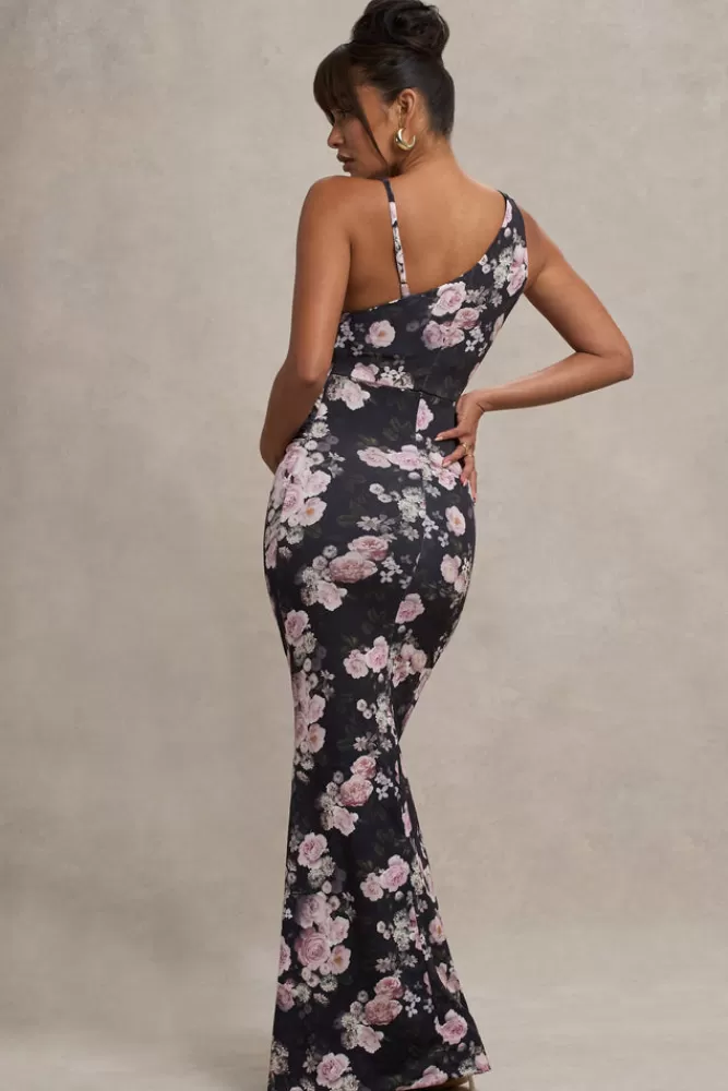 Club L London Phantasy | Black Floral Maternity Cowl Neck Maxi Dress BLACKFLORAL Online