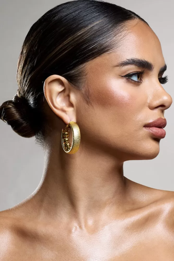 Club L London Portal | Textured Chunky Hoop Earrings GOLD Hot