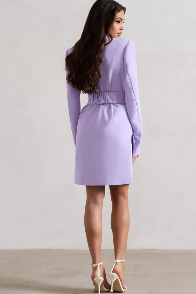 Club L London Prized | Lilac Tailored Blazer Dress With Bow PASTELLILAC Shop