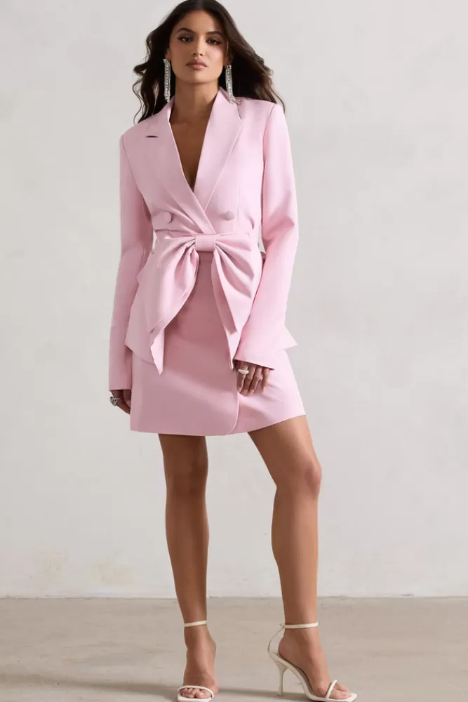 Club L London Prized | Pink Tailored Blazer Dress With Bow PINKTULLE Clearance