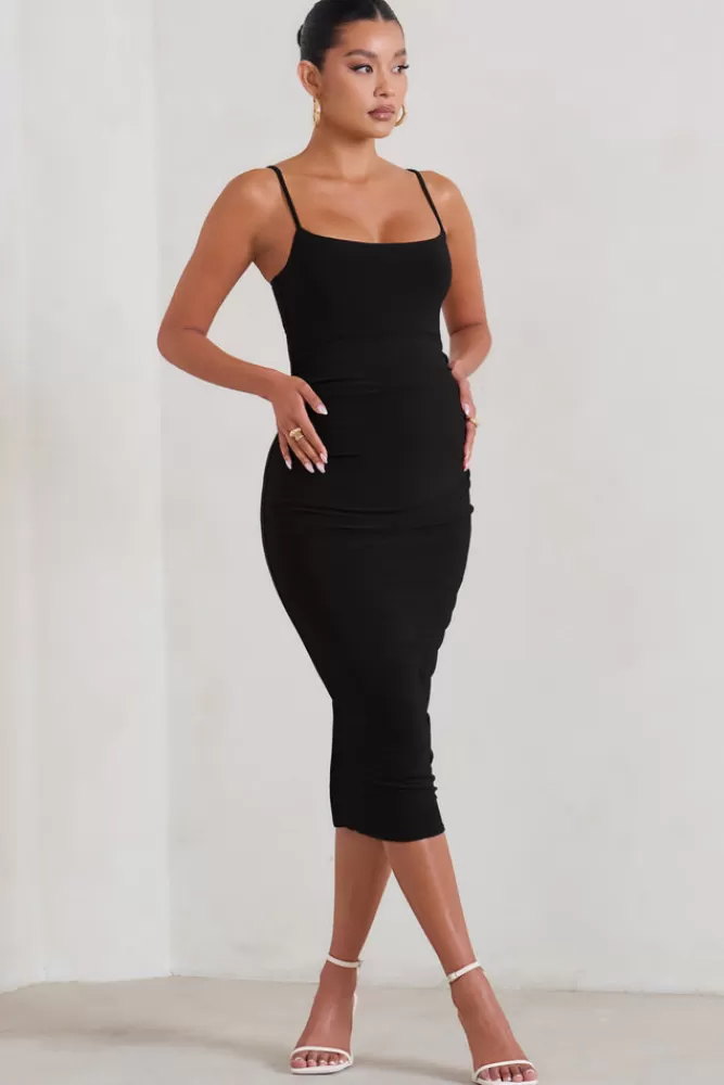 Club L London Raquel | Maternity Cami Midi Dress With Split BLACK Sale