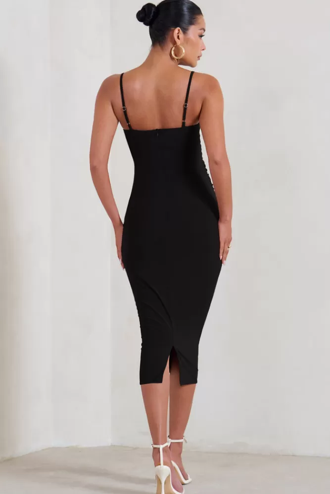 Club L London Raquel | Maternity Cami Midi Dress With Split BLACK Sale