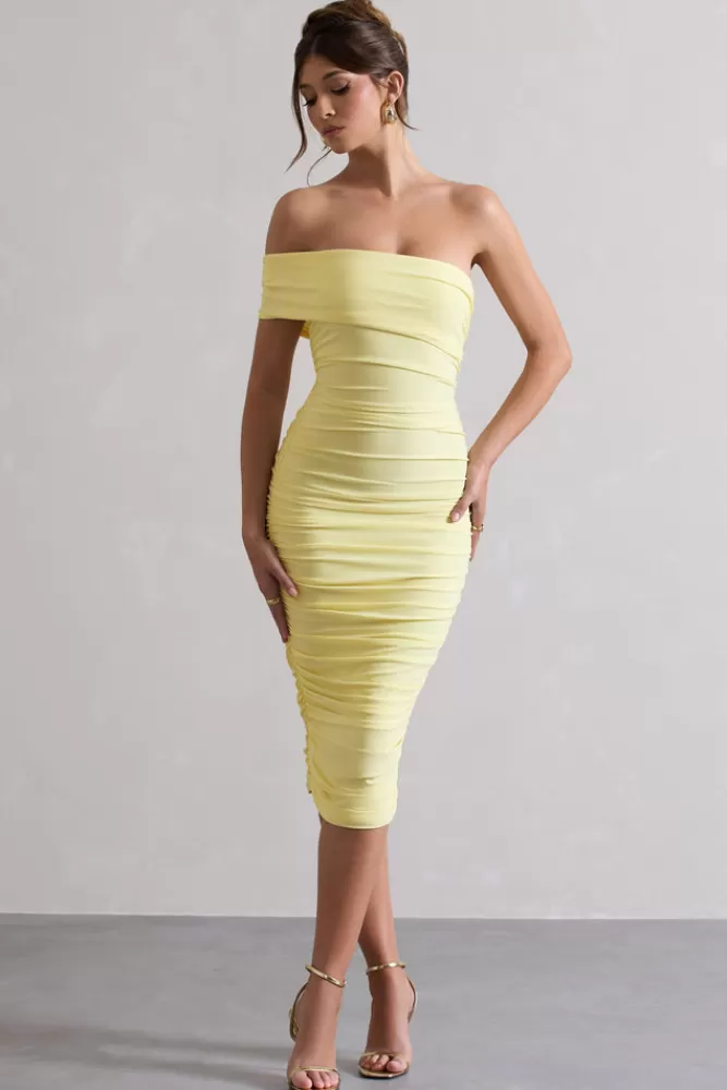 Club L London Remember Me | Lemon One Shoulder Midi Dress DUCKLING Online