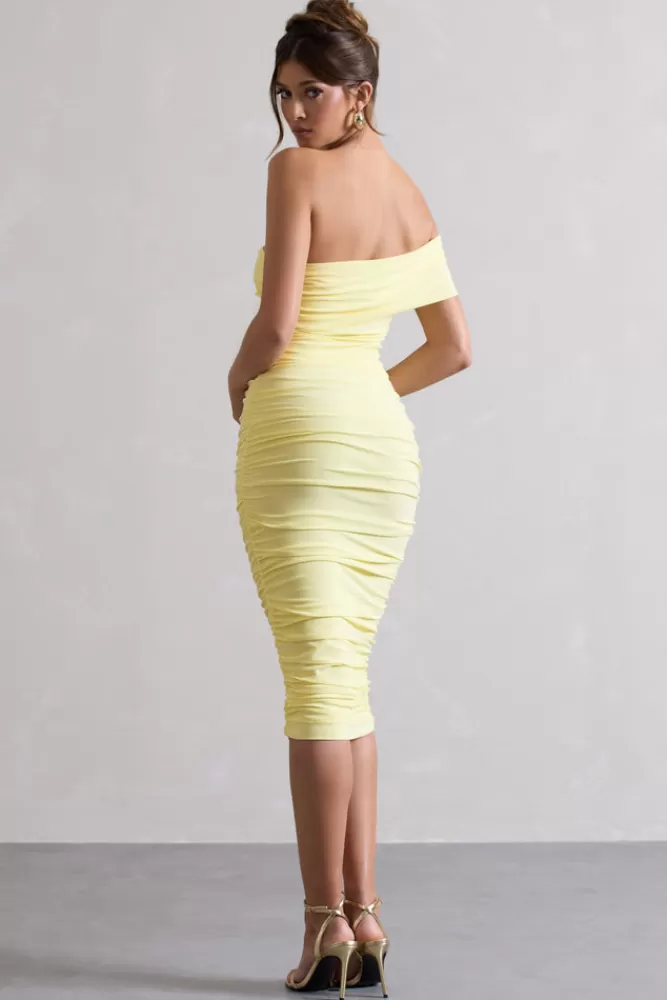 Club L London Remember Me | Lemon One Shoulder Midi Dress DUCKLING Online