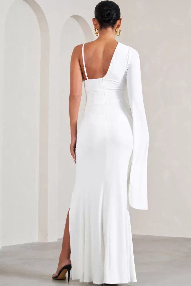 Club L London Rhea | V-Neck Split Maternity Maxi Dress With Cape Sleeve WHITE Fashion