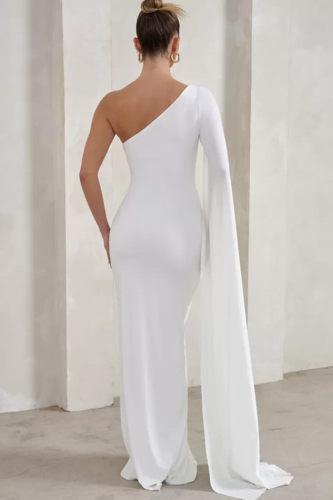 Club L London Romi | One Shoulder Twist Design Maxi Dress WHITE Best