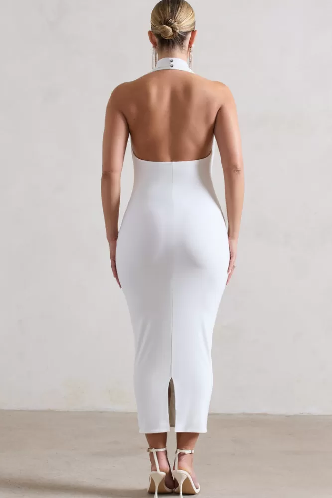 Club L London Roulette | Cowl-Neck Midi Dress WHITE Sale