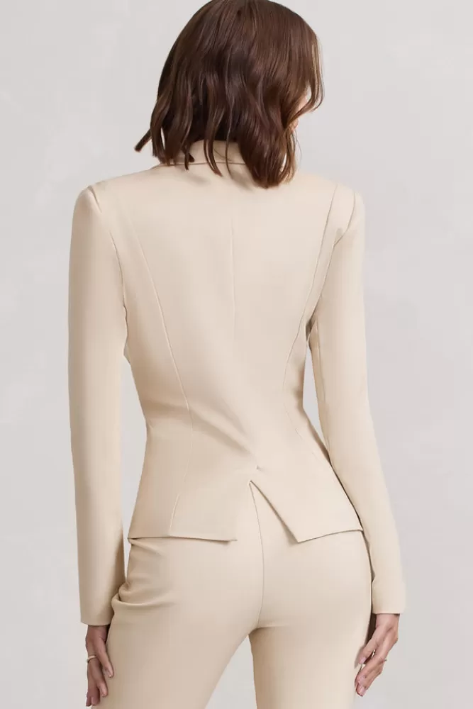 Club L London Runway Ready | Laced Corset Tailored Blazer STONE Store