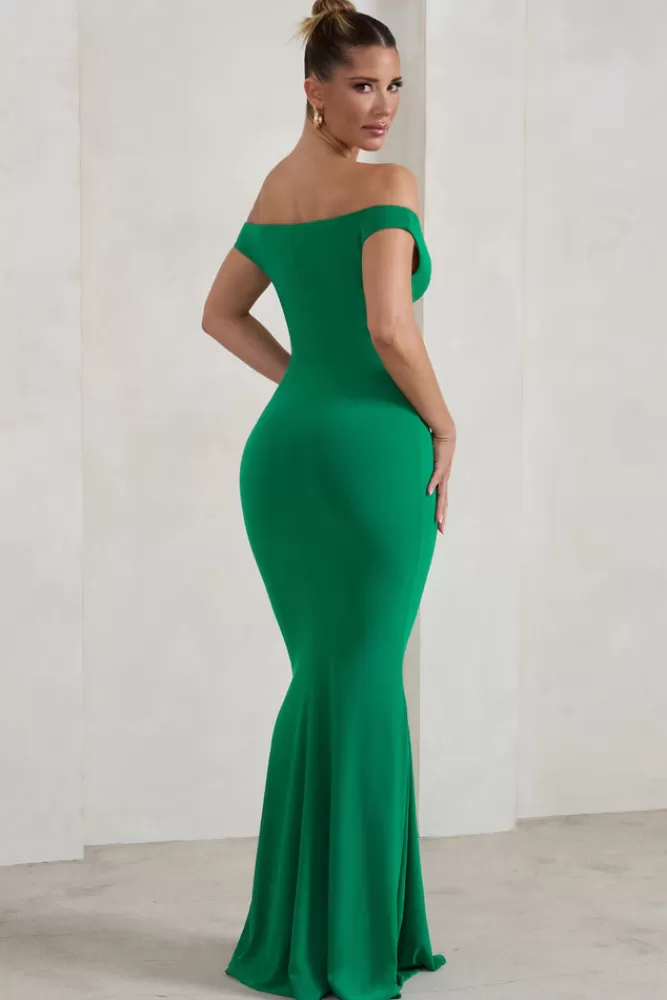 Club L London Salma | Jade Green Bardot Sweetheart Fishtail Maxi Dress JADEGREEN Clearance