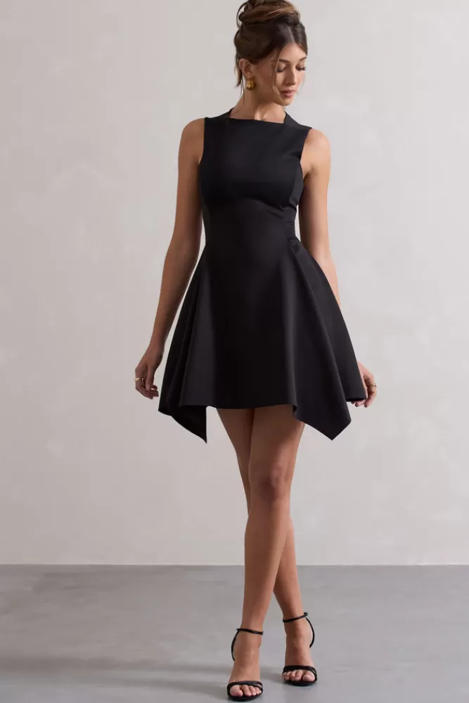 Club L London Scout | Sleeveless Draped Hem Mini Dress BLACK Shop