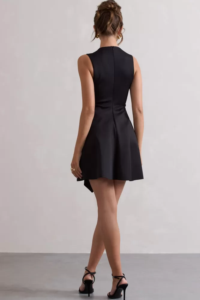 Club L London Scout | Sleeveless Draped Hem Mini Dress BLACK Shop