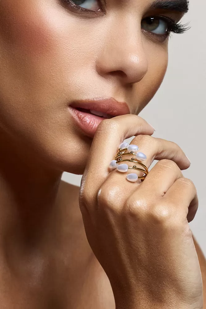 Club L London Shiraz | Cluster Ring With Pearls GOLD Flash Sale