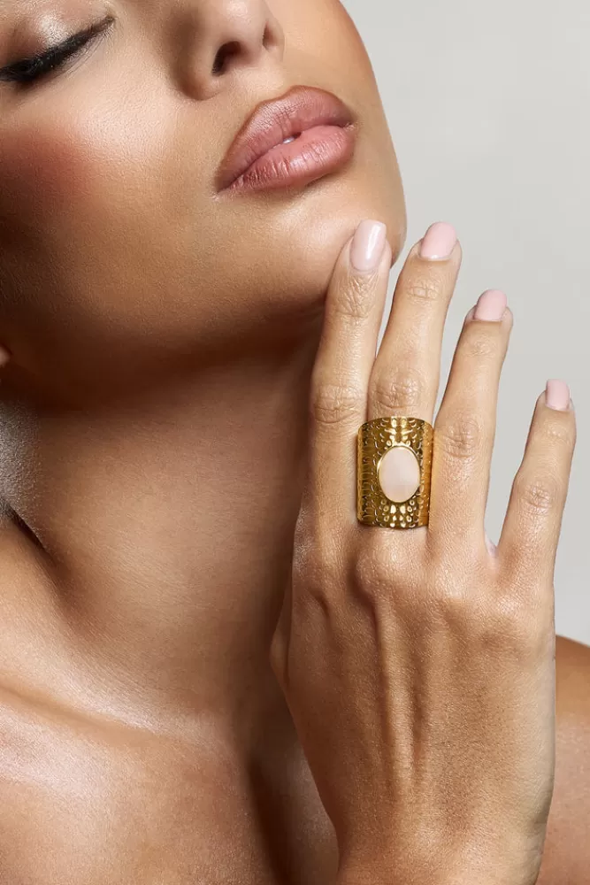 Club L London Sorcha | Nude Adjustable Statement Ring GOLD New