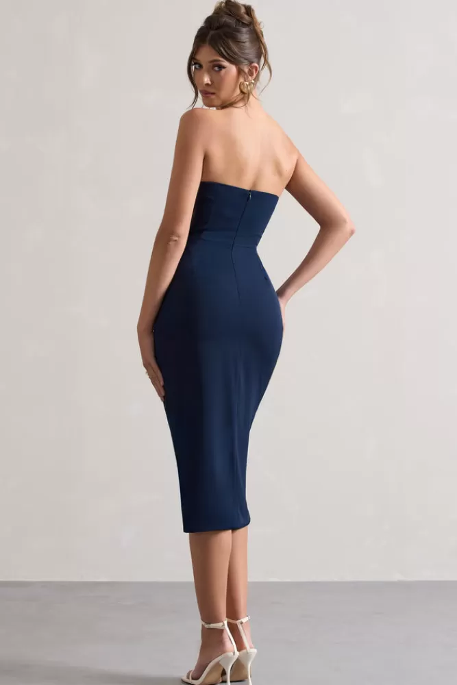 Club L London Soulmate | Bandeau Midi dress NAVY New