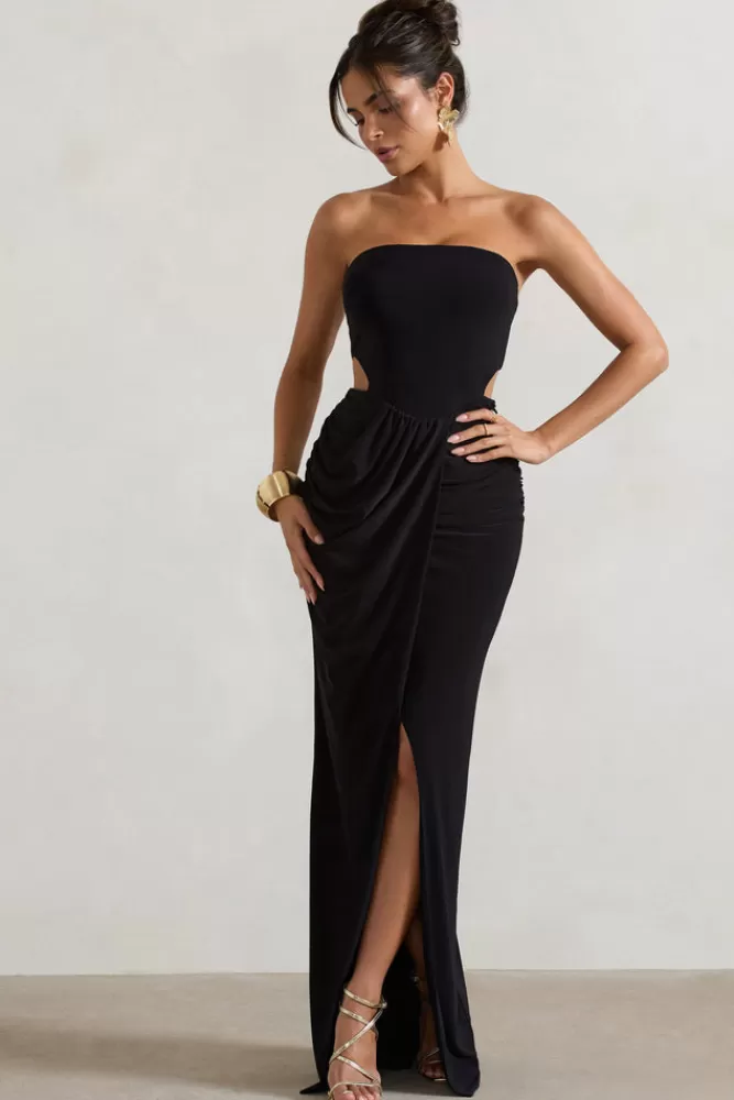 Club L London St Barts | Strapless Cut-Out Maxi Dress With Twist Skirt BLACK Online