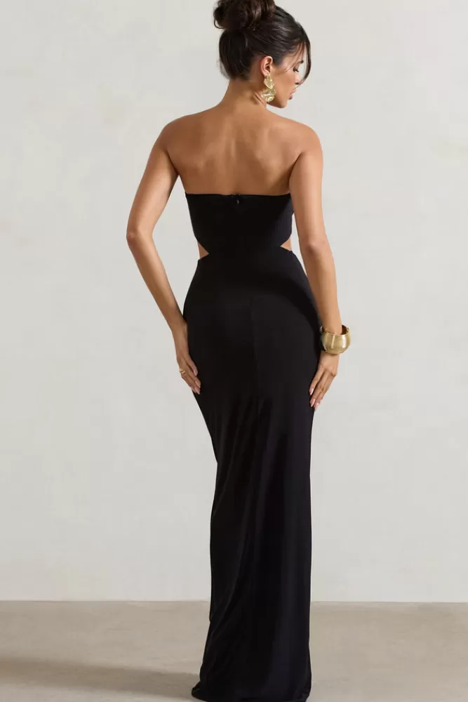 Club L London St Barts | Strapless Cut-Out Maxi Dress With Twist Skirt BLACK Online