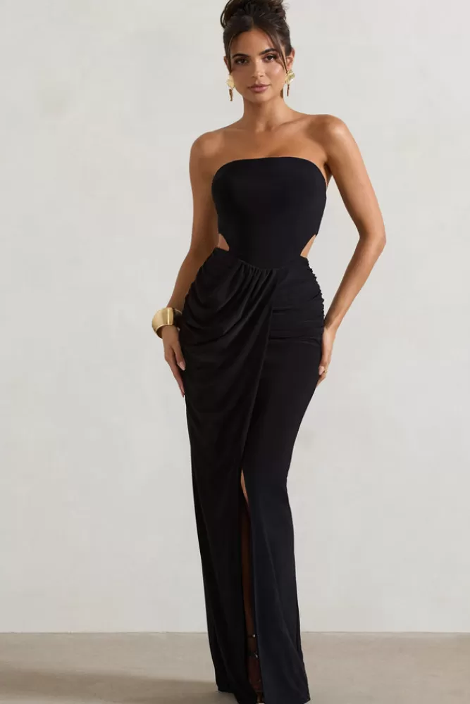 Club L London St Barts | Strapless Cut-Out Maxi Dress With Twist Skirt BLACK Online