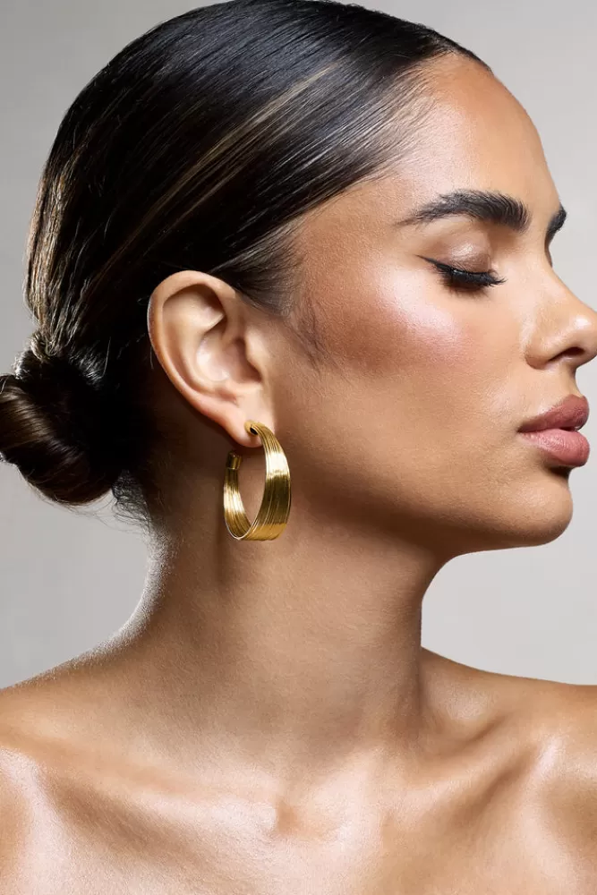 Club L London Stori | Layered Hoop Earrings GOLD Clearance