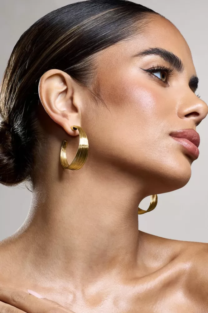 Club L London Stori | Layered Hoop Earrings GOLD Clearance