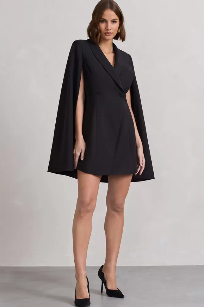 Club L London Suri | Tailored Cape Blazer Dress BLACK Cheap