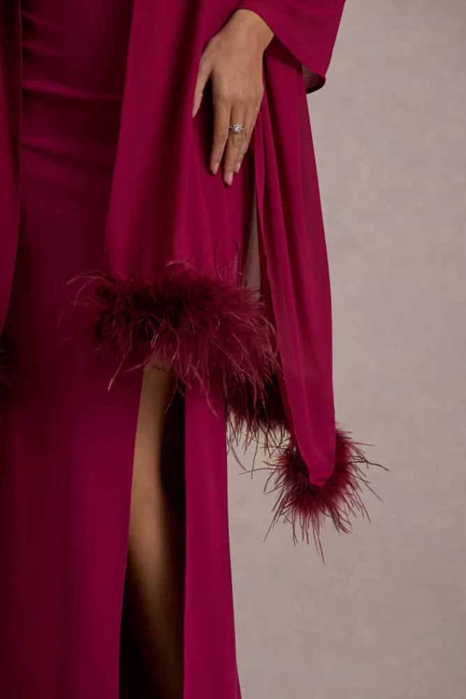 Club L London Swoon | Chiffon Feather-Trim Shawl MULBERRY Best