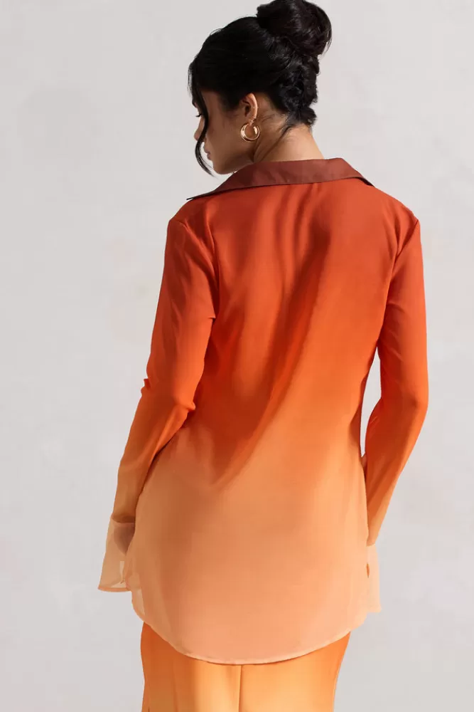 Club L London Tahiti | Orange Ombre Flared-Sleeve Shirt ORANGEOMBRE Shop