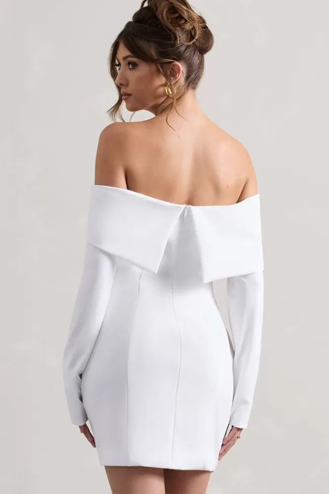 Club L London Tara | Bardot Tailored Blazer Dress WHITE Online