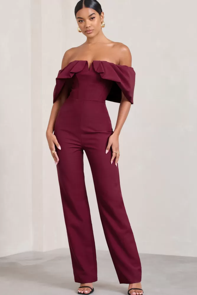 Club L London Time Will Tell | Off The Shoulder Wide Leg Jumpsuit BERRY Store