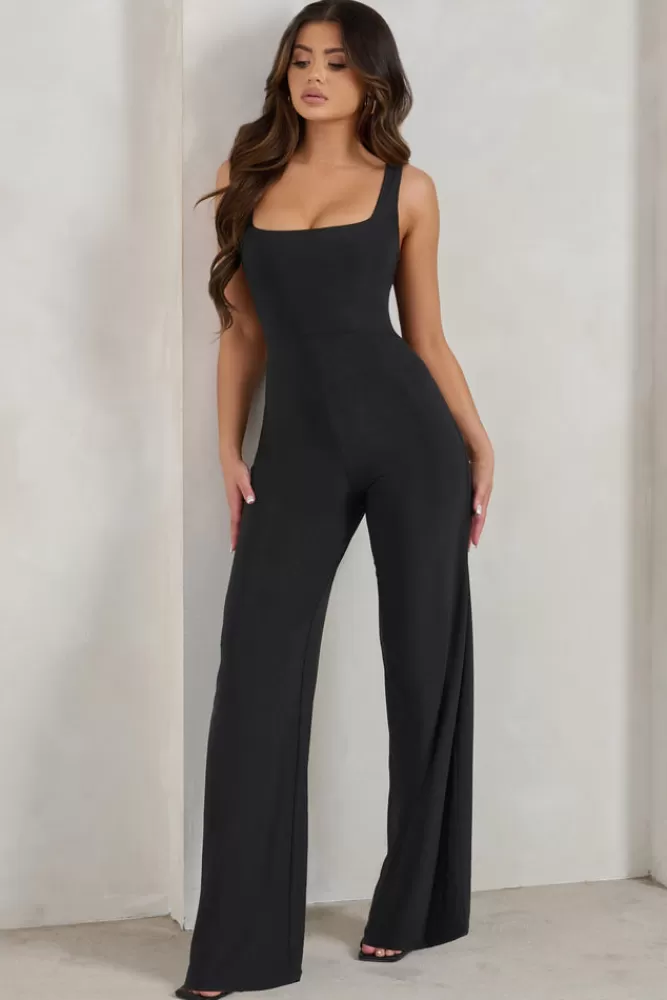 Club L London Toni | Square Neck Sleeveless Jumpsuit BLACK Discount