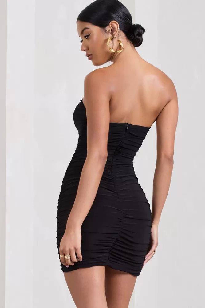 Club L London Treasure | Strapless Sweetheart Mini Dress With Ruffle BLACK Best