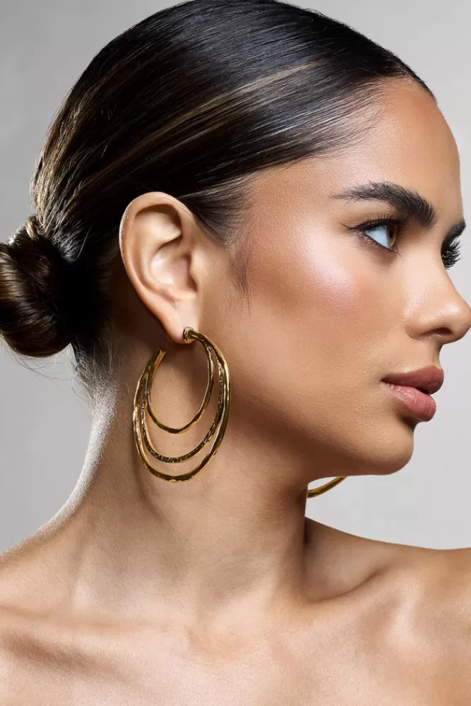 Club L London Trilogy | Layered Hoop Earrings GOLD Fashion