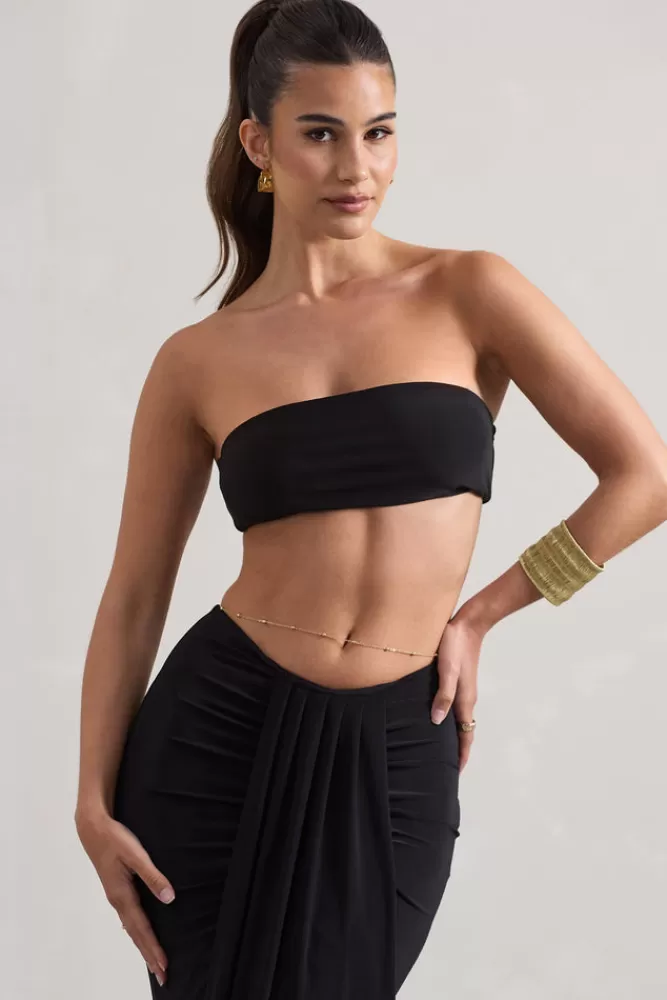 Club L London Vada | Bandeau Crop Top BLACK Clearance