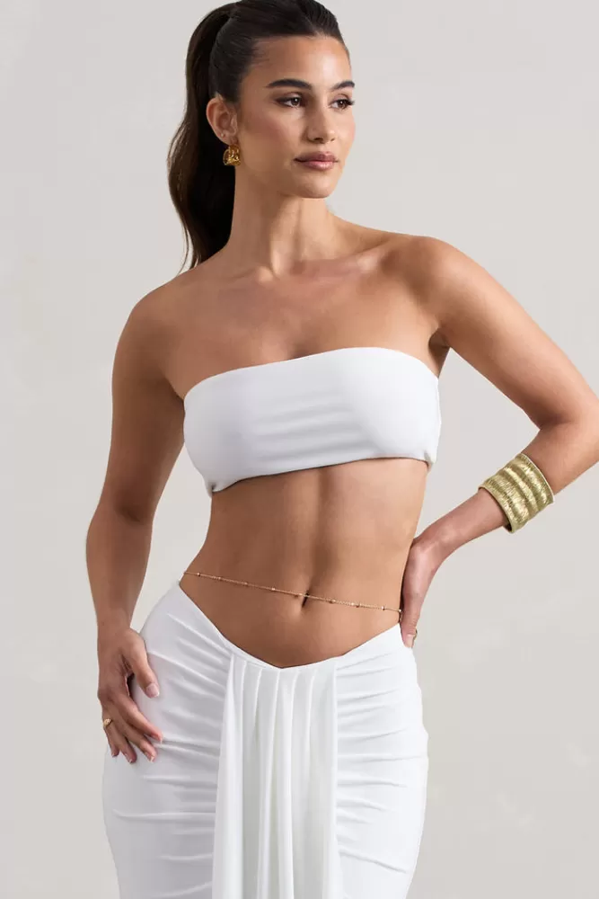 Club L London Vada | Bandeau Crop Top WHITE New