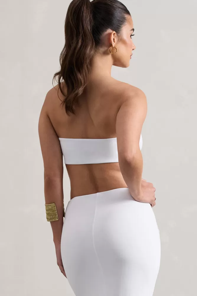 Club L London Vada | Bandeau Crop Top WHITE New